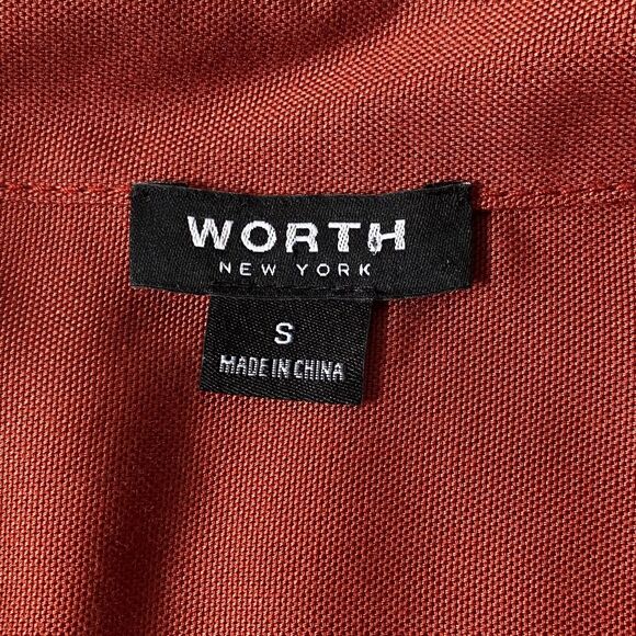 Worth New York Shirt Jacket Women S Terra Cotta Poet Sleeves Open Slit Back NWOT - Picture 8 of 14